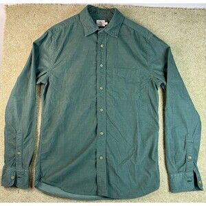 Faherty Corduroy Button Up Shirt Mens Small Hunter Green Long Sleeve Stretch